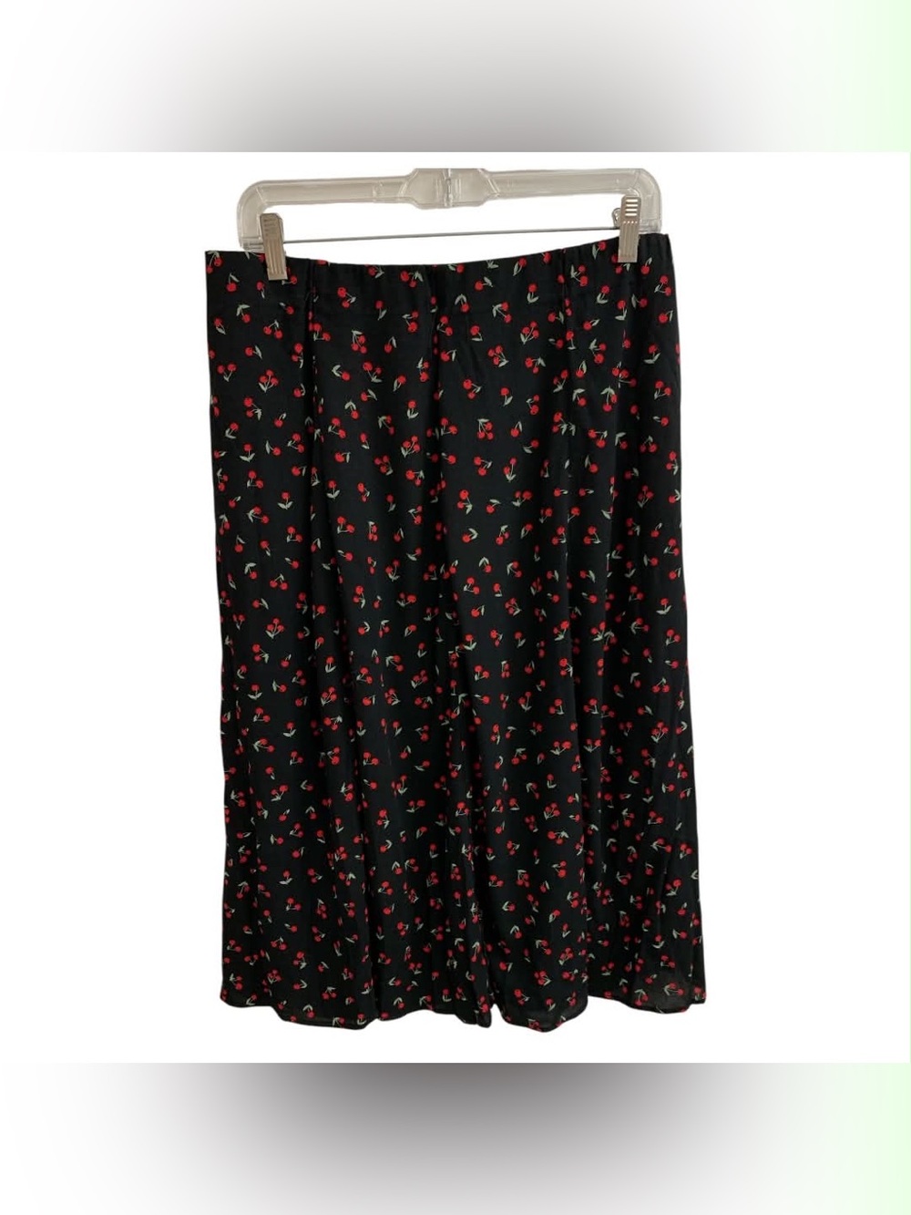 Ardene NWT Black Midi Skirt with Red Cherry Print Size Xl
